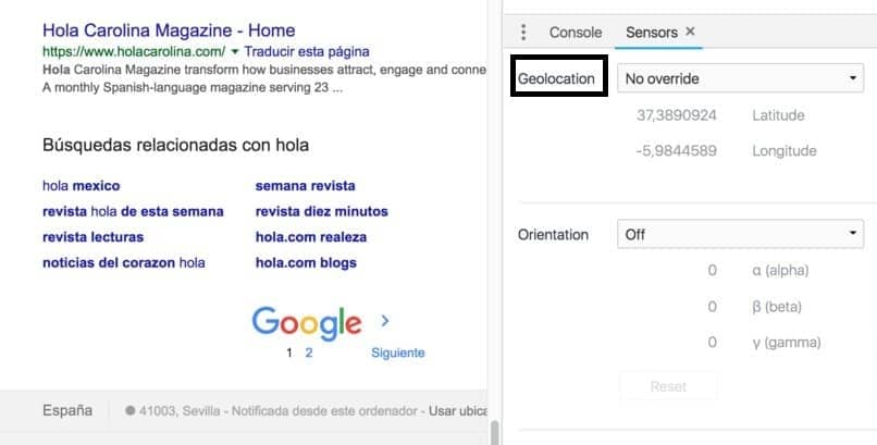 pasos para modificar geolocalizacion en google chrome
